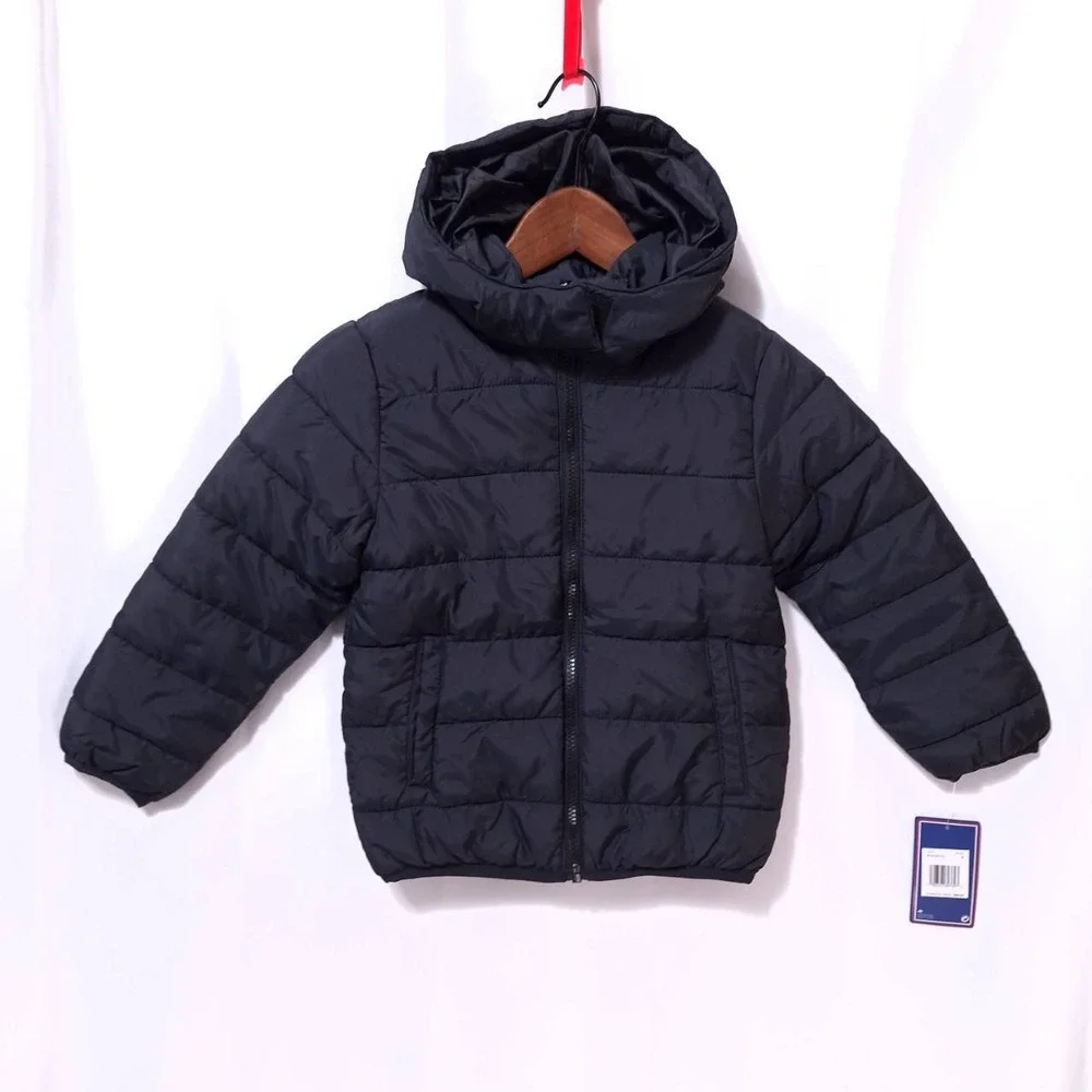 Mighty Mac Kids Puffer Jacket Sz 5/6yrs Hooded Stand Collar Full Zip Winter Coat